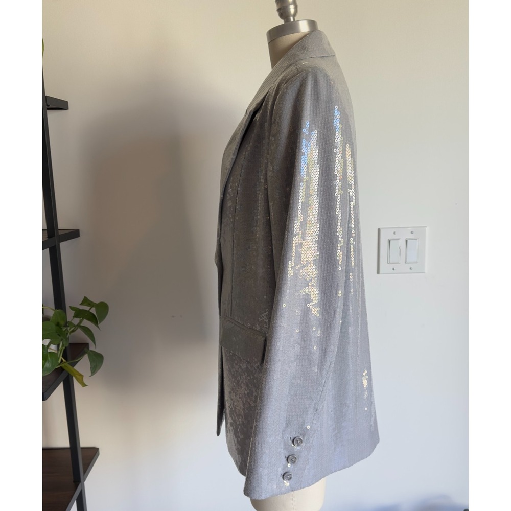 Good American Sequin Oversized Blazer-Heather Grey Color-Size Small RRP $329 - Picture 2 of 16